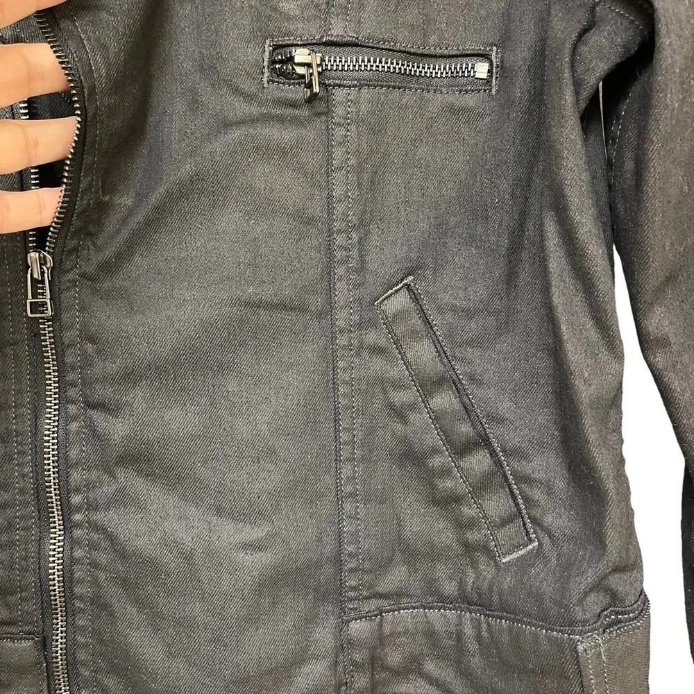 Levi Black Wax Denim Moto Trucker Jacket. Medium #404 - Picture 4 of 10